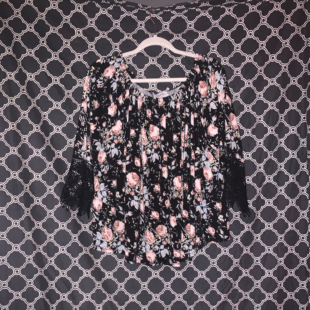 Black Flower Blouse